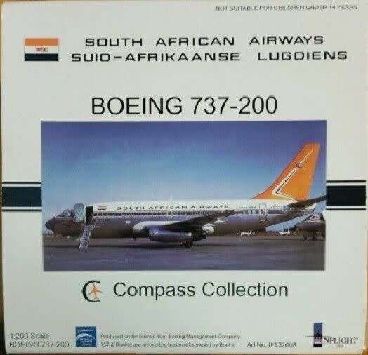 1:200 Inflight SAA SOUTH AFRICAN AIRWAYS Boeing 737-200 `Polished` ZS-SBM RARE!