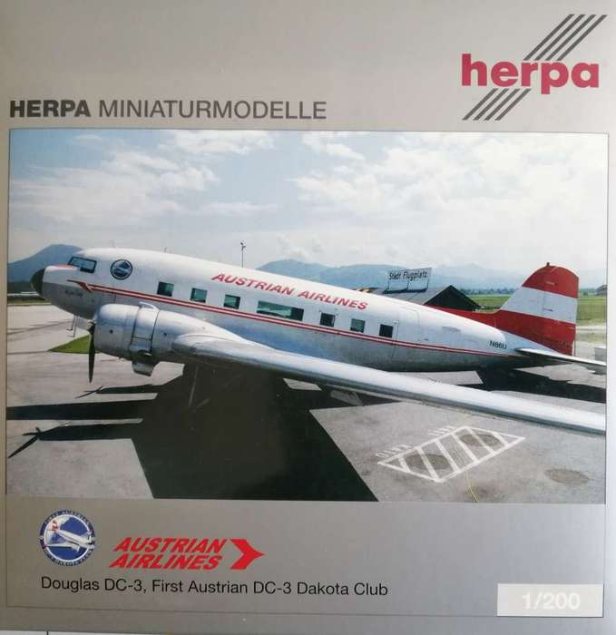 Herpa 1:200 Austrian Airlines Douglas DC-3, First Austrian DC-3 Club item no 552967