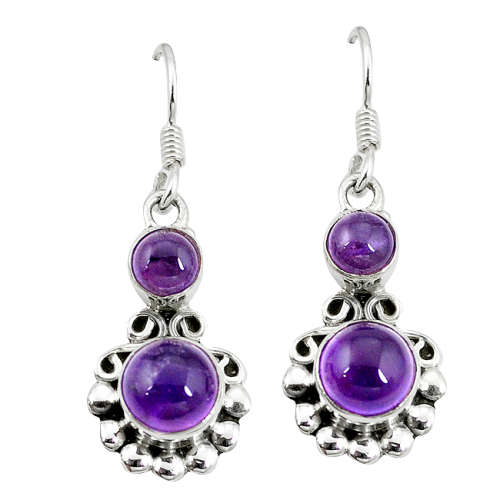 BEAUTIFUL NATURAL AMETHYST DANGLING EARRINGS IN SOLID STERLING SILVER!!!
