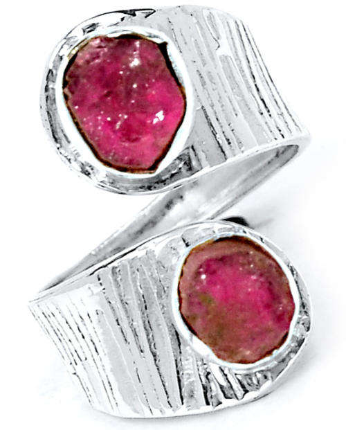 ***WOAW!!!*** GORGEOUS TOURMALINES IN SOLID STERLING SILVER RING!!!