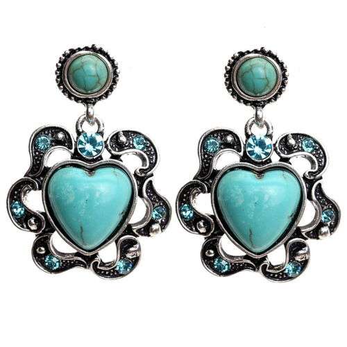 ***CHARM-ING!! ELEGANT TIBETAN SILVER TURQUOISE DANGLING EARRINGS!!