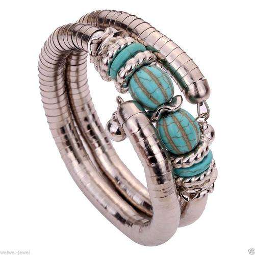 ***FARYTALE COLLECTION!! ELEGANT TIBETAN SILVER TURQUOISE WRAP AROUND BRACELET!!