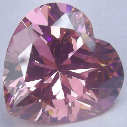 CUBIC ZIRCONIA - MATCHING PAIR PINK ICE HEART SHAPE  - 1.75cts.