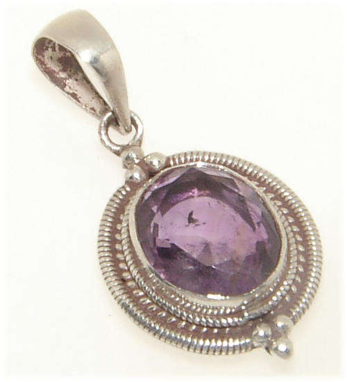 GENUINE AMETHYST STERLING SILVER PENDANT