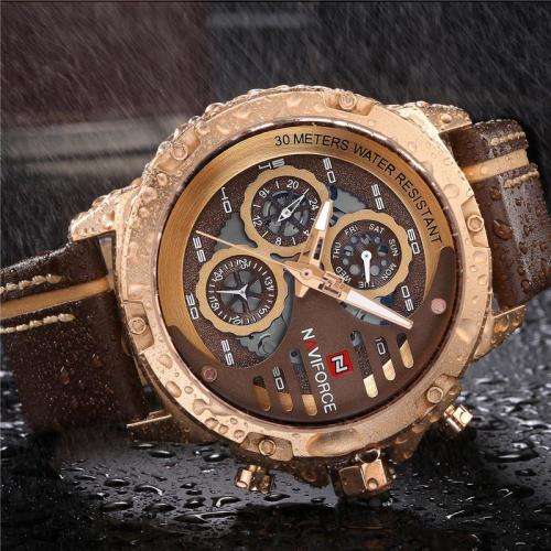 NAVIFORCE 9110M FULLY FUNCTIONAL GENUINE LEATHER MENS WATCH