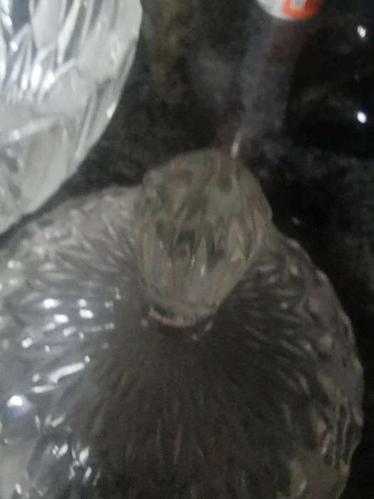 VINTAGE CHRYSTSL GLASS FOOTED BOWL WITH LD