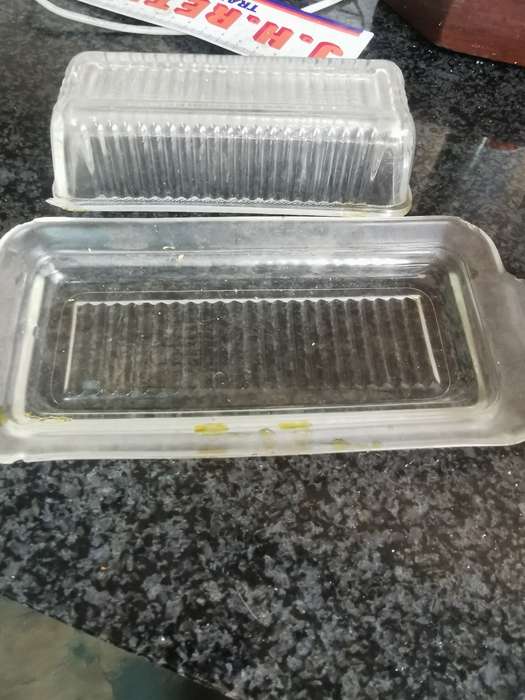 Vintage glass butterdish with lid
