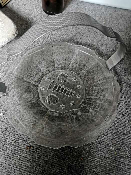 VINTAGE GLASS TRAY WITH HANDLE