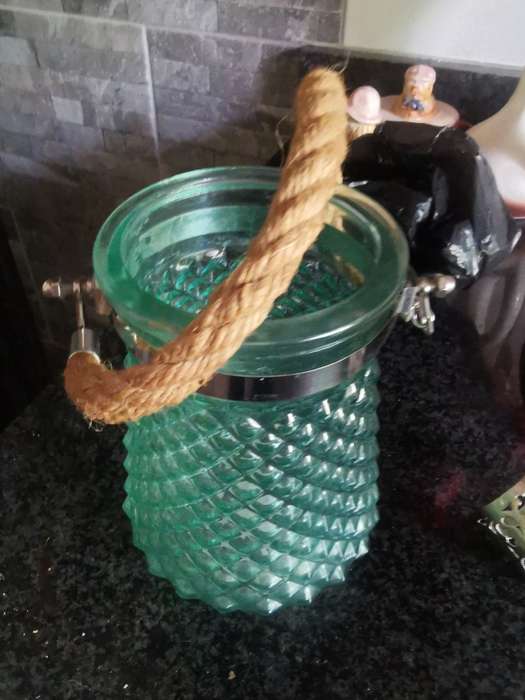 VINTAGE HANGING GREEN GLASS HOLDER