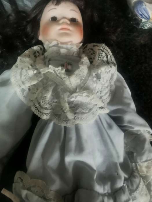 VINTAGE PORCELAIN DOLL ON STAND