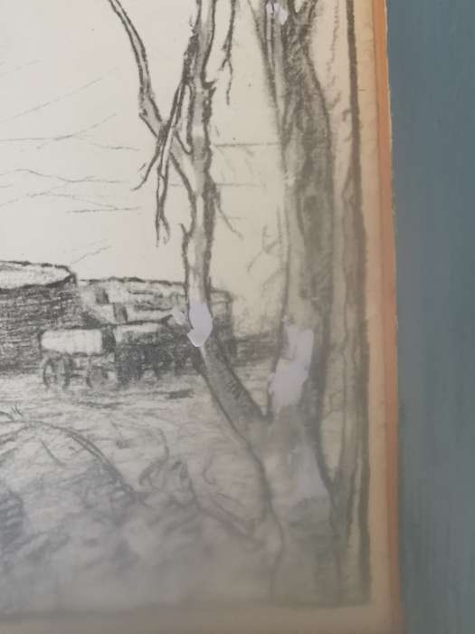 VINTAGE PENCIL SCKETCH VROUEMONUMENT SIGNED Coetzer 1949