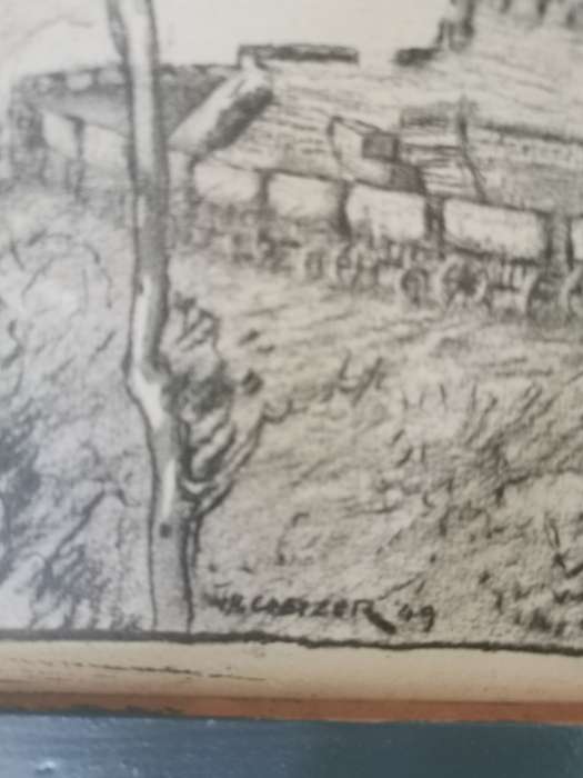 VINTAGE PENCIL SCKETCH VROUEMONUMENT SIGNED Coetzer 1949