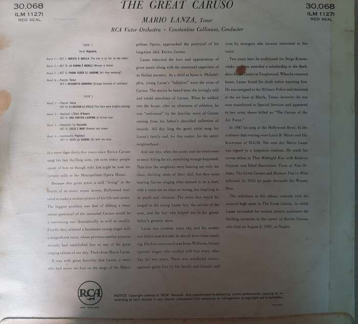 Vinyl: The Great Caruso - Lanza