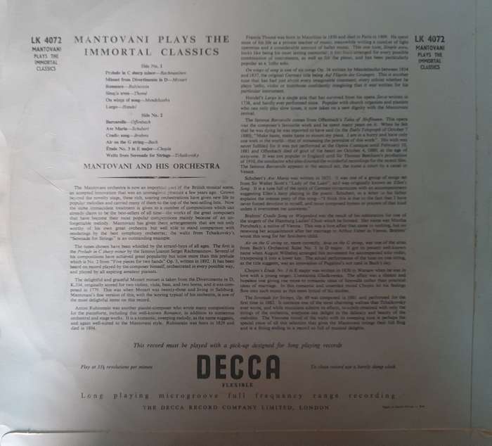 Vinyl: Mantovani - The Immortal Classics