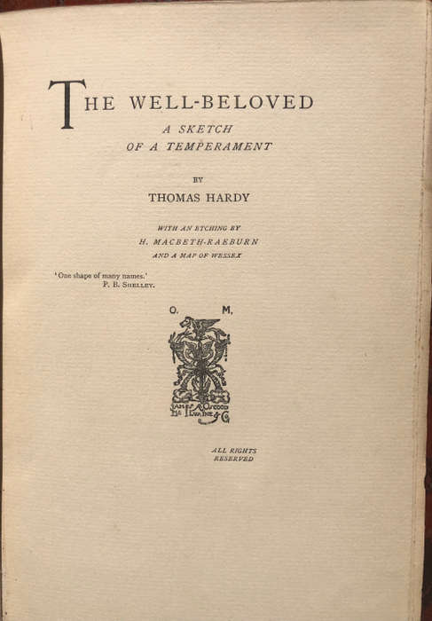 1897 THOMAS HARDY`S WORKS THE WELL-BELOVED