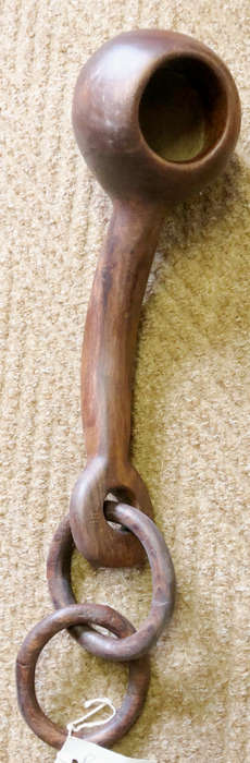 AFRICAN WOOD CARVING OF BEER LADLE ON CHAIN