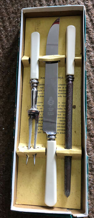 CARVING SET SHEFFIELD THREE PIECE