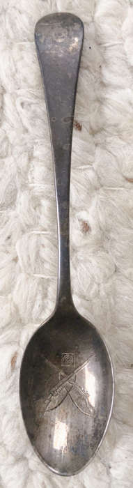 SILVER SPOON WITH CROSSED RIFLES ENGRAVING