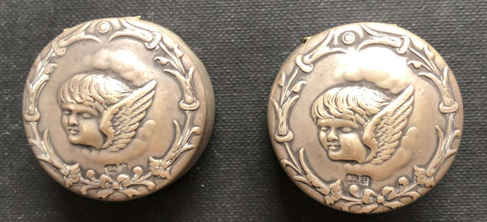 SILVER HALLMARKED REYNOLDS ANGELS HINGED BOXES PAIR