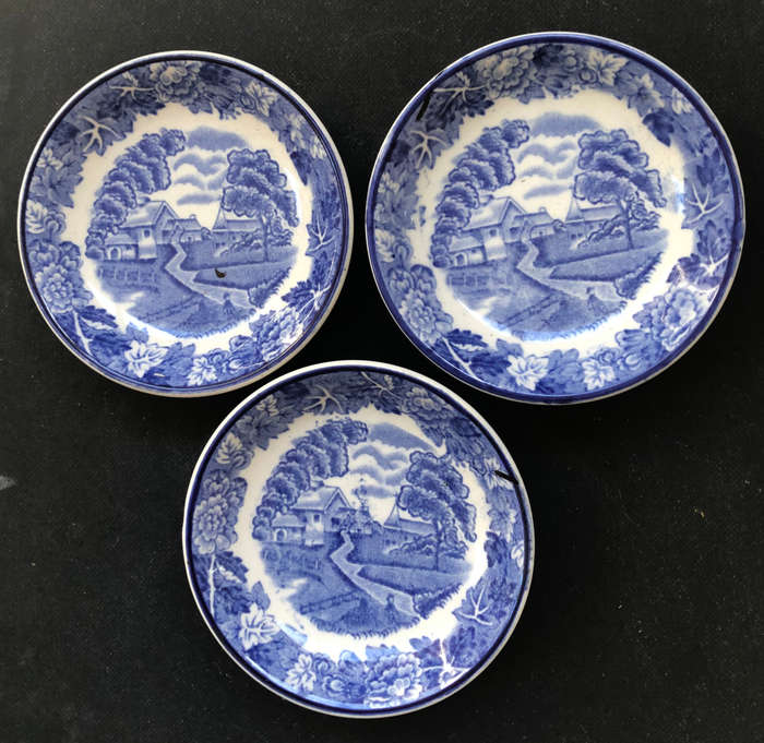WOODS WARE THREE BUTTER PAT PLATES
