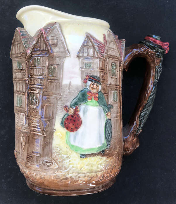 ROYAL DOULTON D6395 DICKENS SAIREY GAMP FROM MARTIN CHUZZLEWIT RELIEF JUG