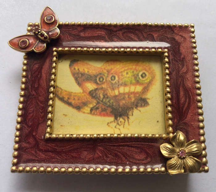 FRAME BUTTERFLY AND FLOWER WITH ZIRCONIAS FOR SPECIAL PHOTO AN ORIGINAL DSG FRAME
