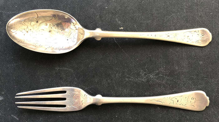 SPOON AND FORK VINTAGE SILVER PLATE