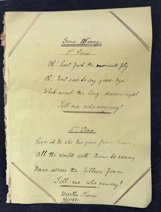 POEM HAND WRITTEN SIGNED 1881