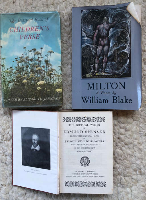 MILTON BY WILLIAM BLAKE, EDMUND SPENSER EDITED BY J C SMITH AND CHILDRENS VERSE EDITED BY E JENNINGS