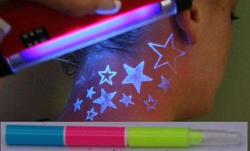 Blue/Red/Yellow Invisible UV Blacklight Reactive Ink Marker