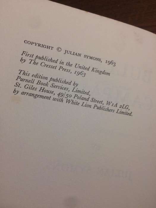 Bullers Campaign - Julian Symons (1963 1st Edition HARDCOVER)