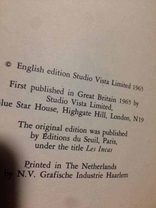 The Incas - Alfred Metraux (1965 1st Edition Hardcover)