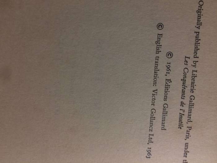 Conquistadors of the Useless: From the Alps to Annapurna and Beyond - Lionel Terry (1963 1st Ed)