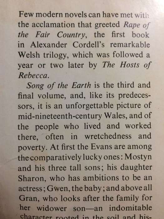 Song of the Earth - Alexander Cordell (1970 Hardcover)