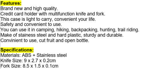 SWISS ELITE OUTDOOR MULTI FUNCTION TOOL CARD!!!
