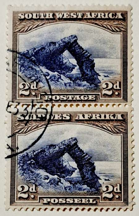 SOUTH WEST AFRICA FINE USED VERT. PAIR OF 2d .**SCARCE** 1931 **.
