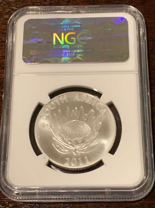 2011 NGC SLABBED John Maxwell Coetzee R1 SILVER MS 69 - S1R - With Adelaide Stamp
