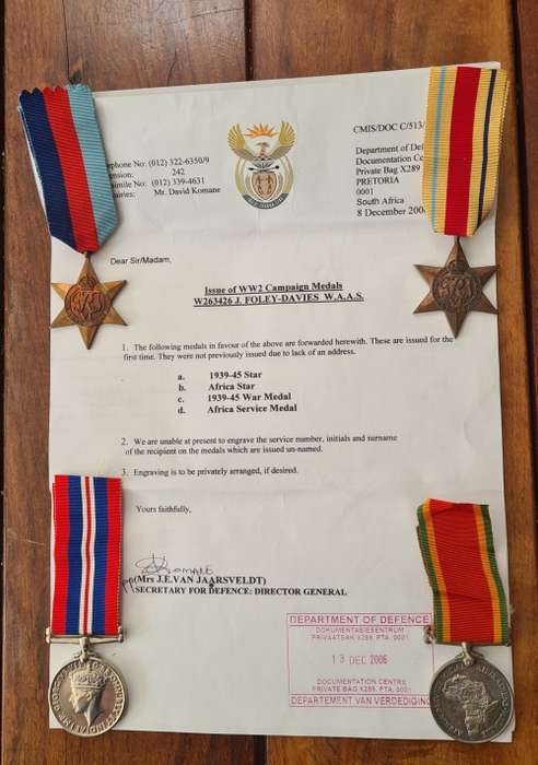 WW2 - F/SGT - MISS J FOLEY-DAVIES - W.A.A.F - MEDAL GROUP