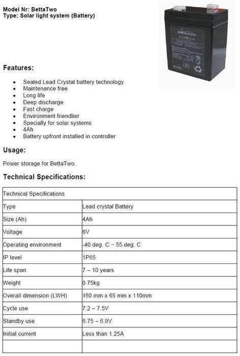Betta 2 Battery