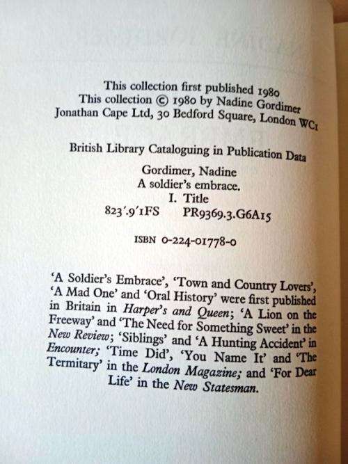 A Soldier`s Embrace, Nadine Gordimer