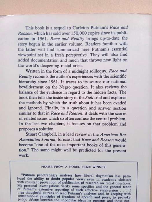Race and Reality, A Search for Solutions, Carleton Putnam