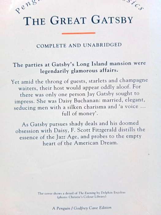 The Great Gatsby, F. Scott Fitzgerald