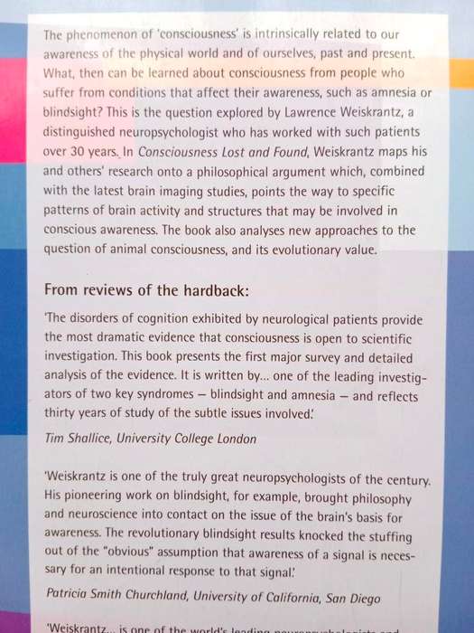 Consciousness Lost and Found, Lawrence Weiskrantz