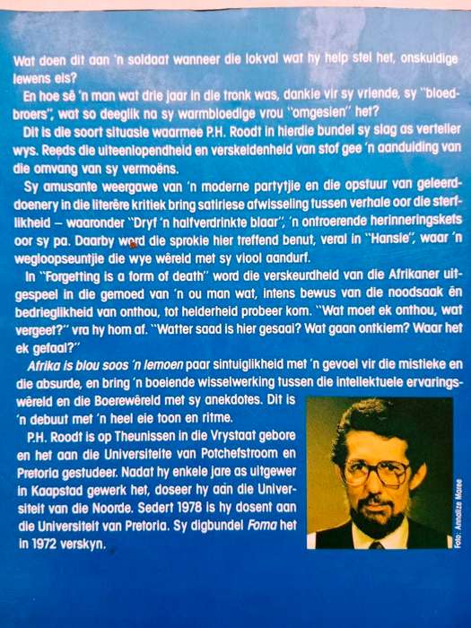 Afrika is blou soos 'n lemoen, P.H. Roodt