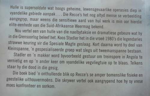 Recce: Kleinspan-operasies agter vyandige linies deur Koos Stadler(Bosoorlog/Grensoorlog)