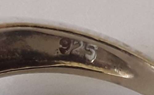 Designer `Diamonique` sterling silver ring with CZ stone. Size: N (17mm)