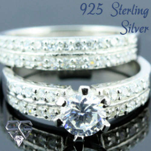 Solid 925 Sterling Silver & CZ ring size 8# + 6.99g