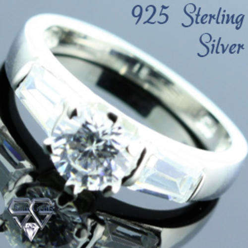 Solid 925 Sterling Silver & CZ ring size 6.5# + 3.52g