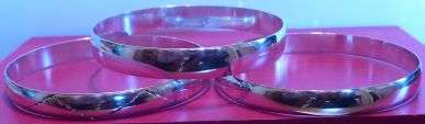GORGEOUS BROADER & THICKER SET OF 3 SILVER BANGLES (925) 1 BID FOR ALL!