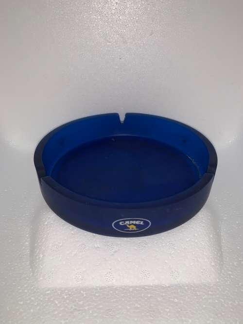 Blue Glass Ashtray - Camel Tobacco